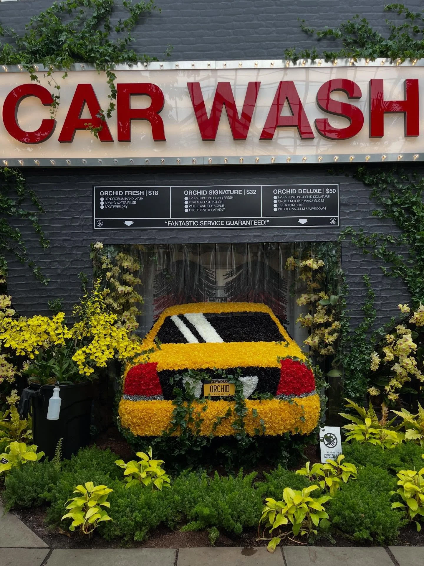 A gorgeous orchid show @nybotanicalgarden by Mr Flower Fantastic, a townhouse (with trash in front), pizzeria, newsstand, yellow cab, laundromat. All part of a NY theme. So good! Perfect event for a (still) snowy February.