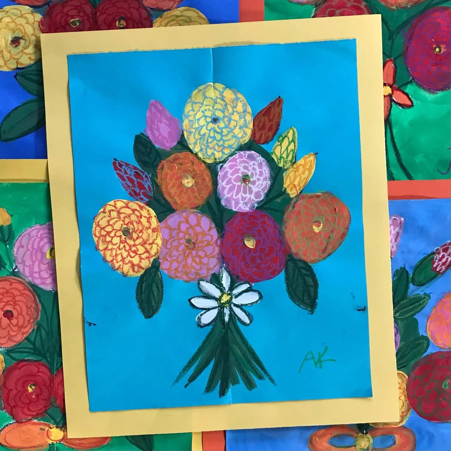 &ldquo;This was a beautiful art project! My students loved it!&rdquo; Thank you for your reviews! 

A nice one for spring art shows. Inspired by the symmetrical zinnia bouquets by folk artist Clementine Hunter&mdash;scroll for a beautiful picture boo