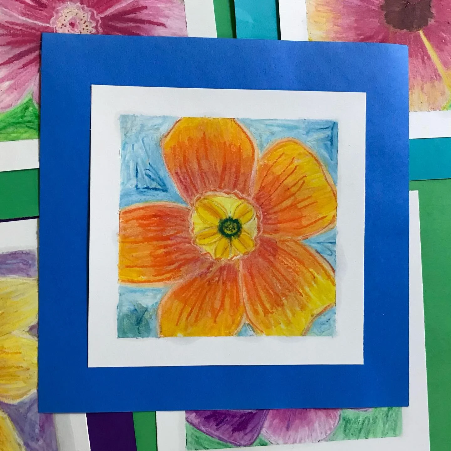 A leisurely walk around @mfaboston yesterday, and I found myself in front of a Georgia O&rsquo;Keeffe flower (scroll). There&rsquo;s something so special about her paintings! This project in oil pastels and baby oil introduces a cool technique for st