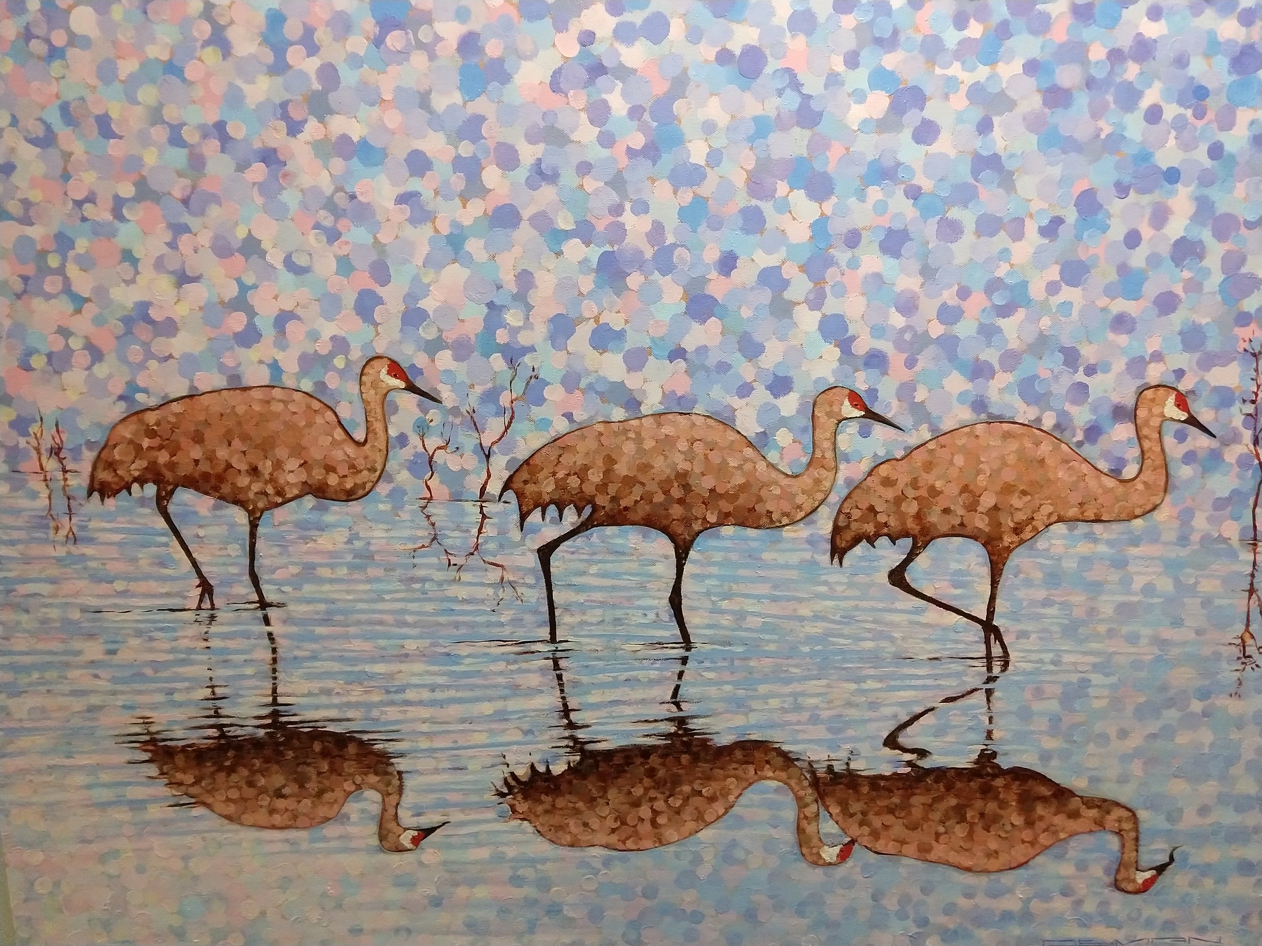 Sandhill Cranes - Painting by Steve Osman