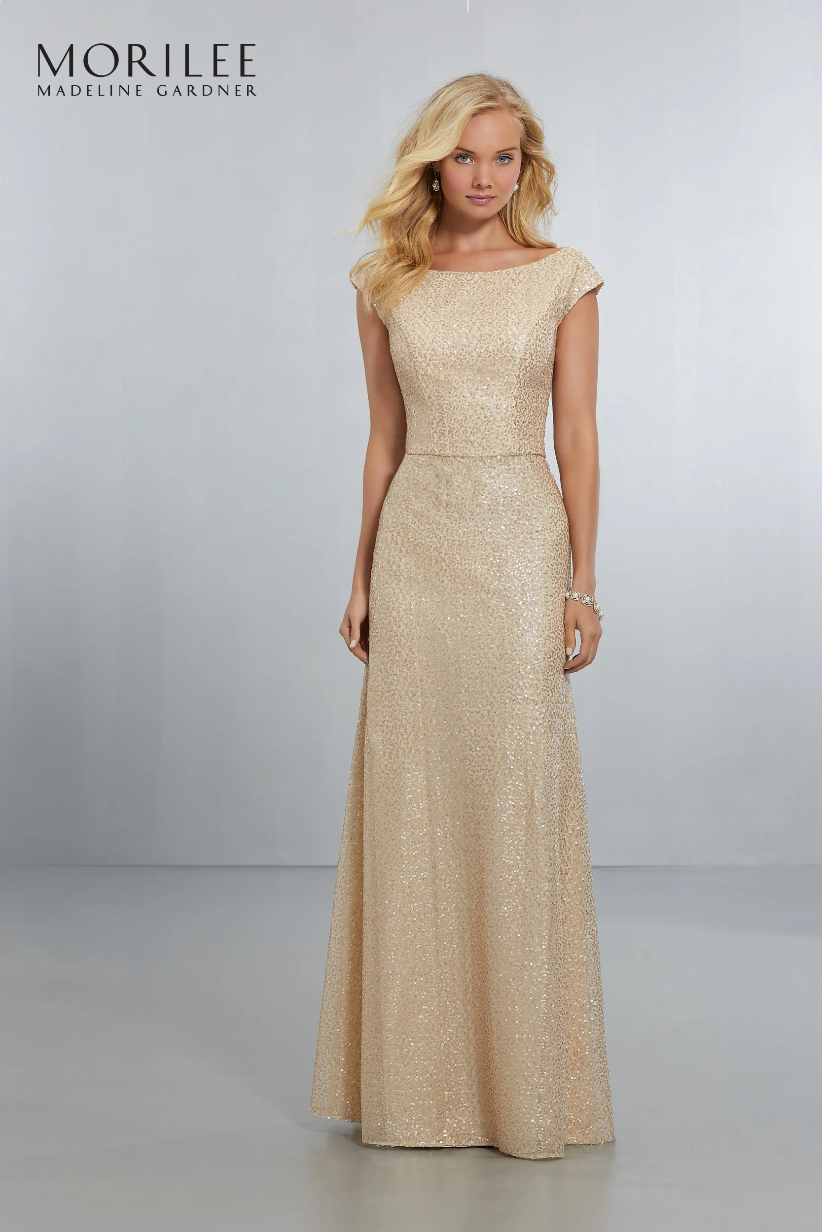 mori lee gold dress