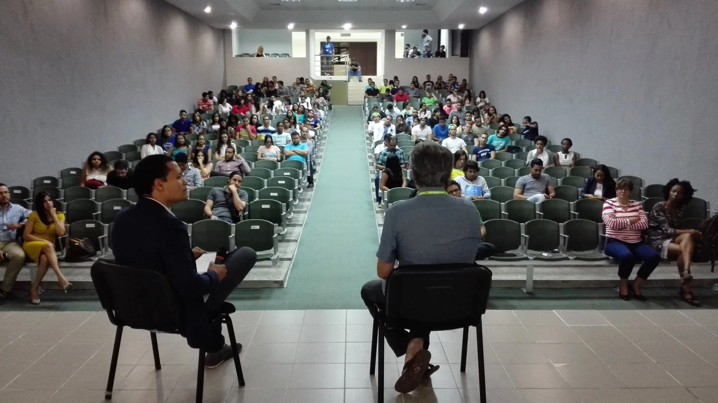 SlingShot screens at Pontificia Universidad Catolica Madre Y Maestra (PUCMM) in the Dominican Republic.