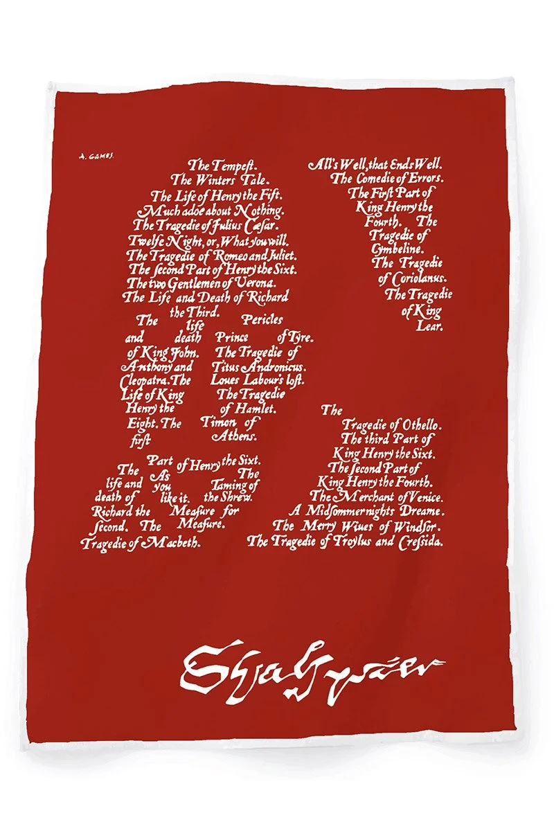 Shakespeare linen tea towel, by Abram Games