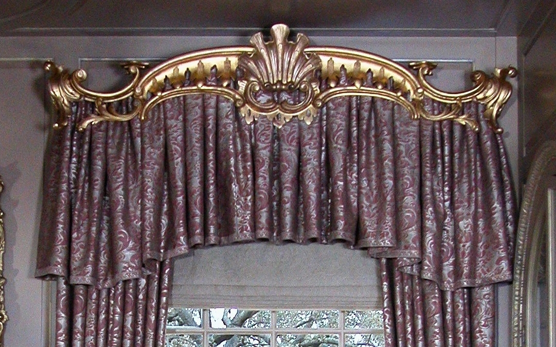 One of a pair of pelmets based on a design by Thomas Chippendale. The patterns were created using photographs provided by the customer. 