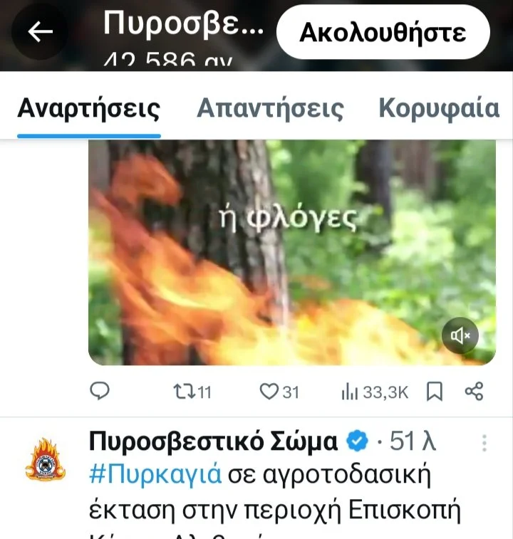 Πυρκαγιά στην Επισκοπή Κύμης 