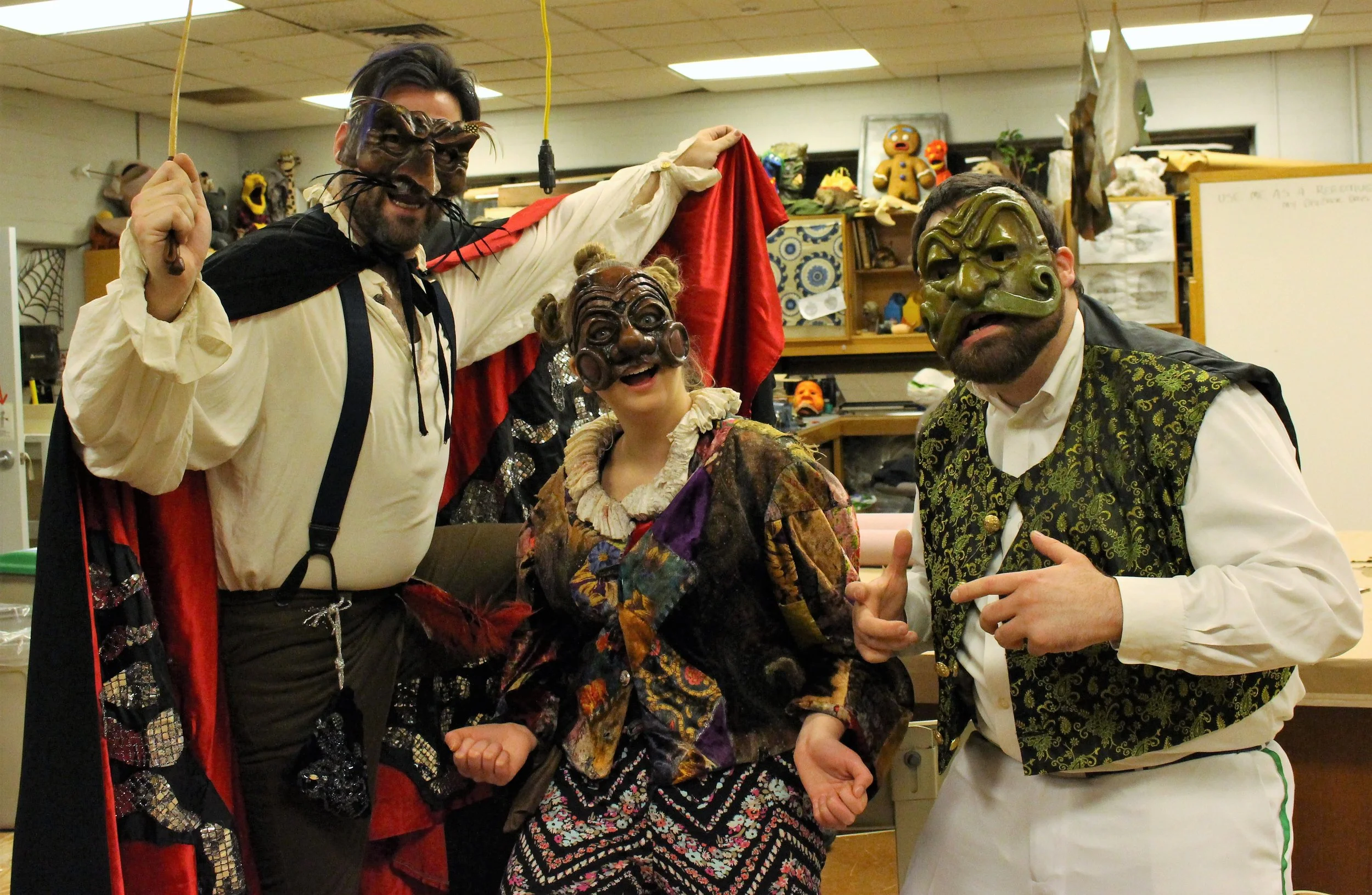  Our piece included (from left to right) Il Capitano, Arlecchino, and Brighella. 