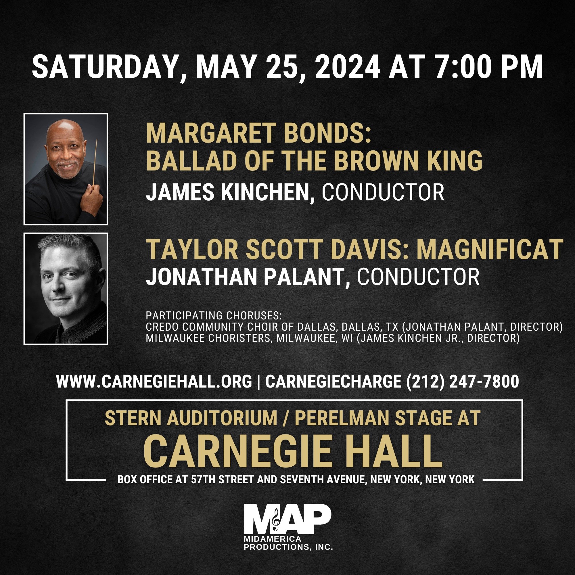 We Are Now One Month Away! 

Conductors James Kinchen, Jonathan Palant, Sarah Pearson, and Andrew Roby lead the New England Symphonic Ensemble, distinguished soloists and choirs from around the country in Margaret Bonds' Ballad of the Brown King, Tay