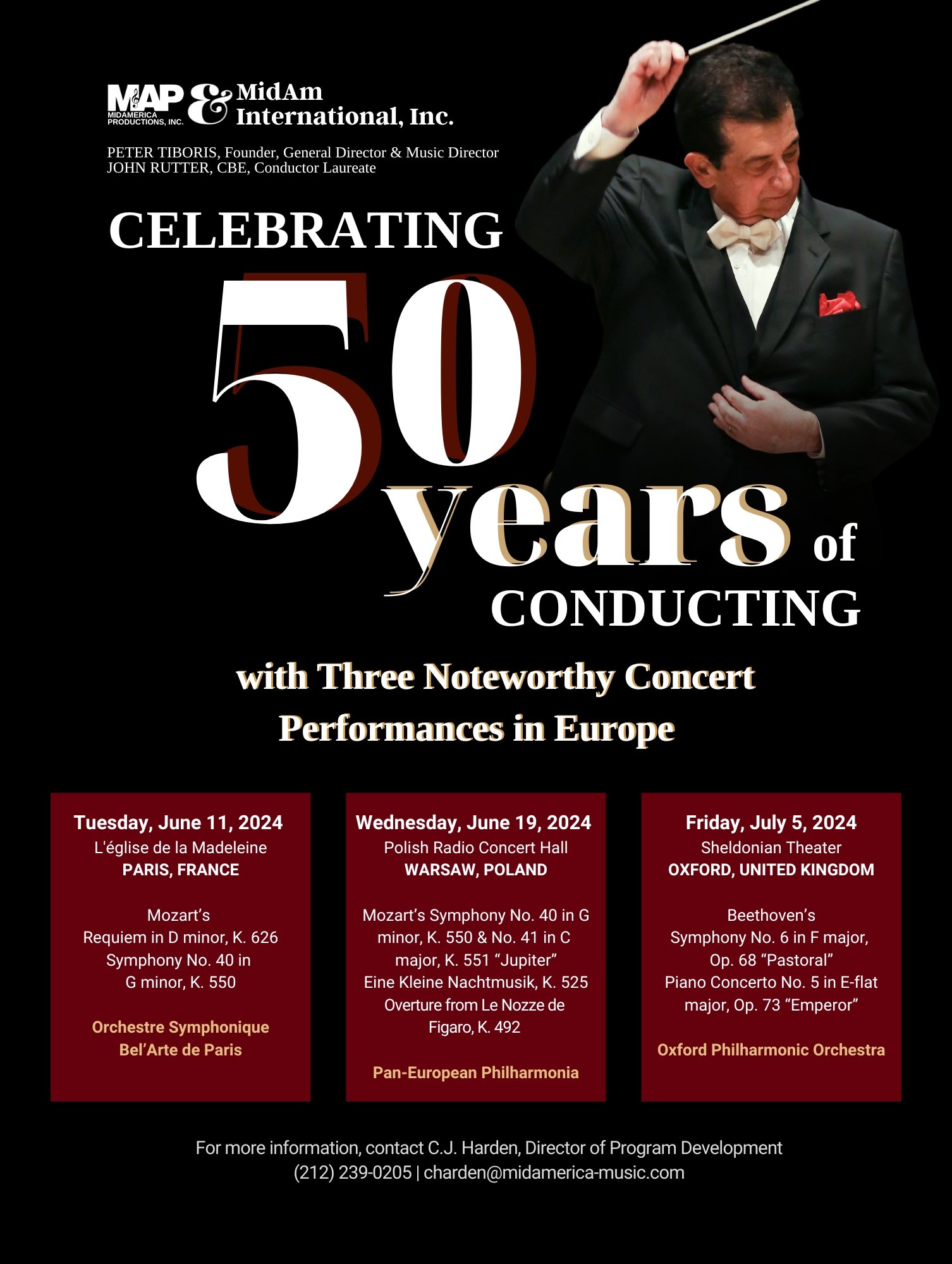 Are you traveling to Europe this summer? Join the celebration of maestro Peter Tiboris' 50th year of conducting with three major concert appearances in France, Poland, and Oxford! #celebrate50 #europetravel #mozart #beethoven #europetour