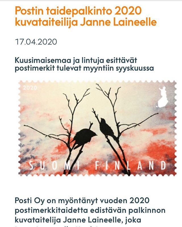 Very honoured indeed. Posti Art Award 2020. Stamps will be out in September. #stamp #stamps #posti #art #award #finland