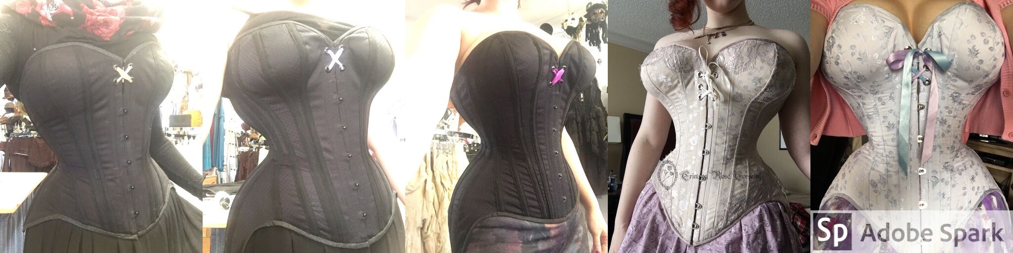 The evolution of my daily wear corsets! All by me, Crimson Rose Corsetry.