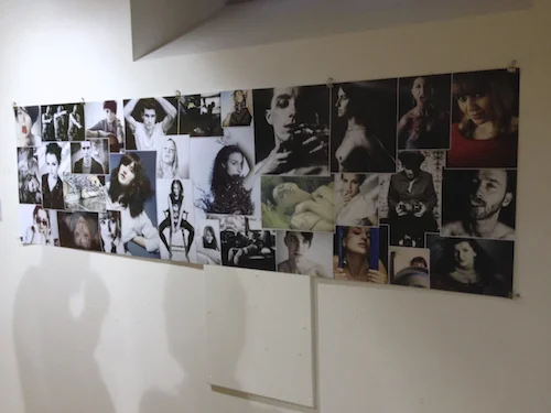 200cm x 59cm collage of 31 various portraits. 190gsm silk.