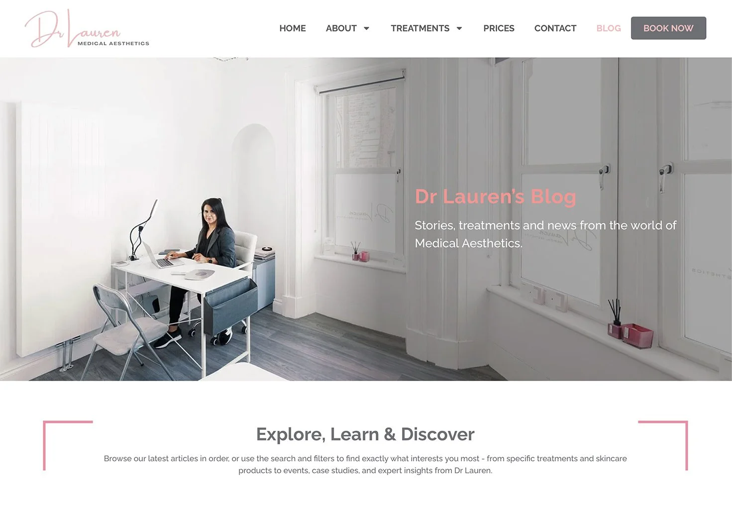 Dr Lauren website, homepage