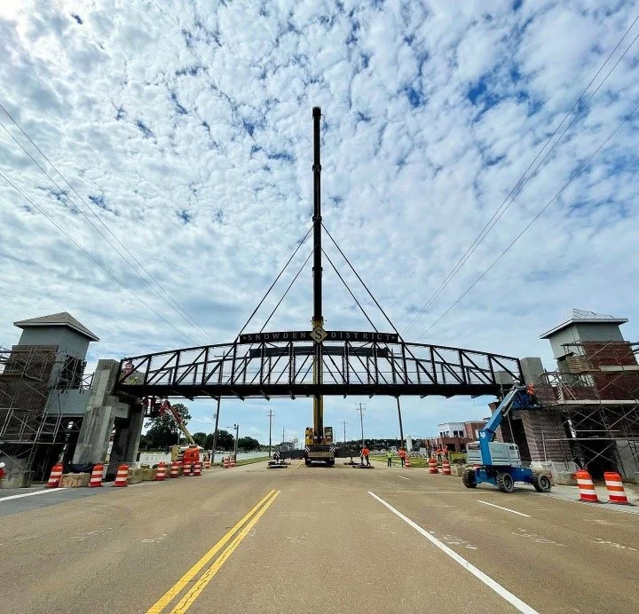 Snowden pedestrian bridge hoisted in place