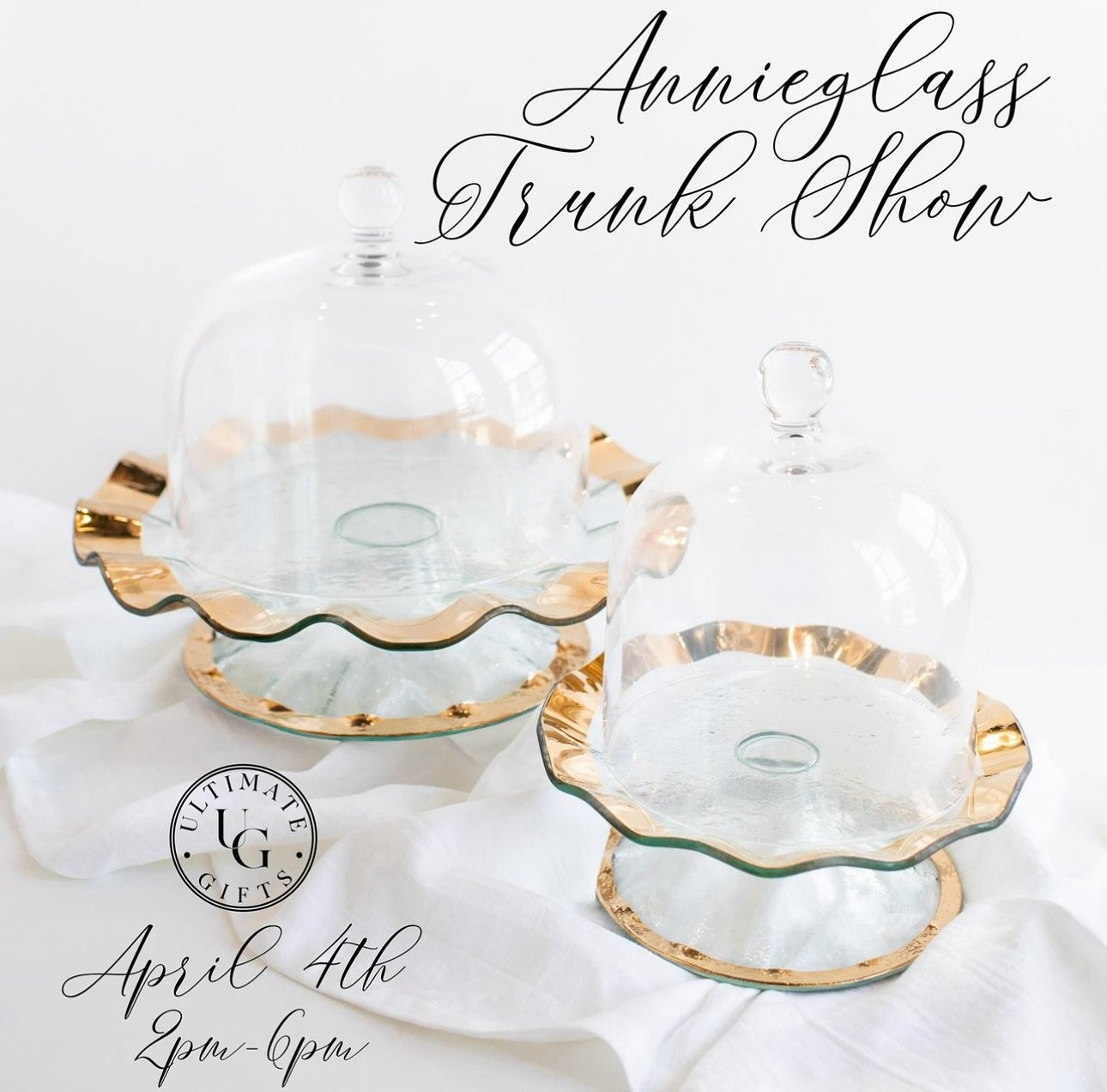 Make plans to stop by Ultimate Gifts THIS Thursday, April 4th, from 2:00-6:00pm for their Annie Glass Trunk Show ✨✨

Unique pieces will be showcased in store and engraving can be purchased on all new pieces. It is recommended to order your engraving 