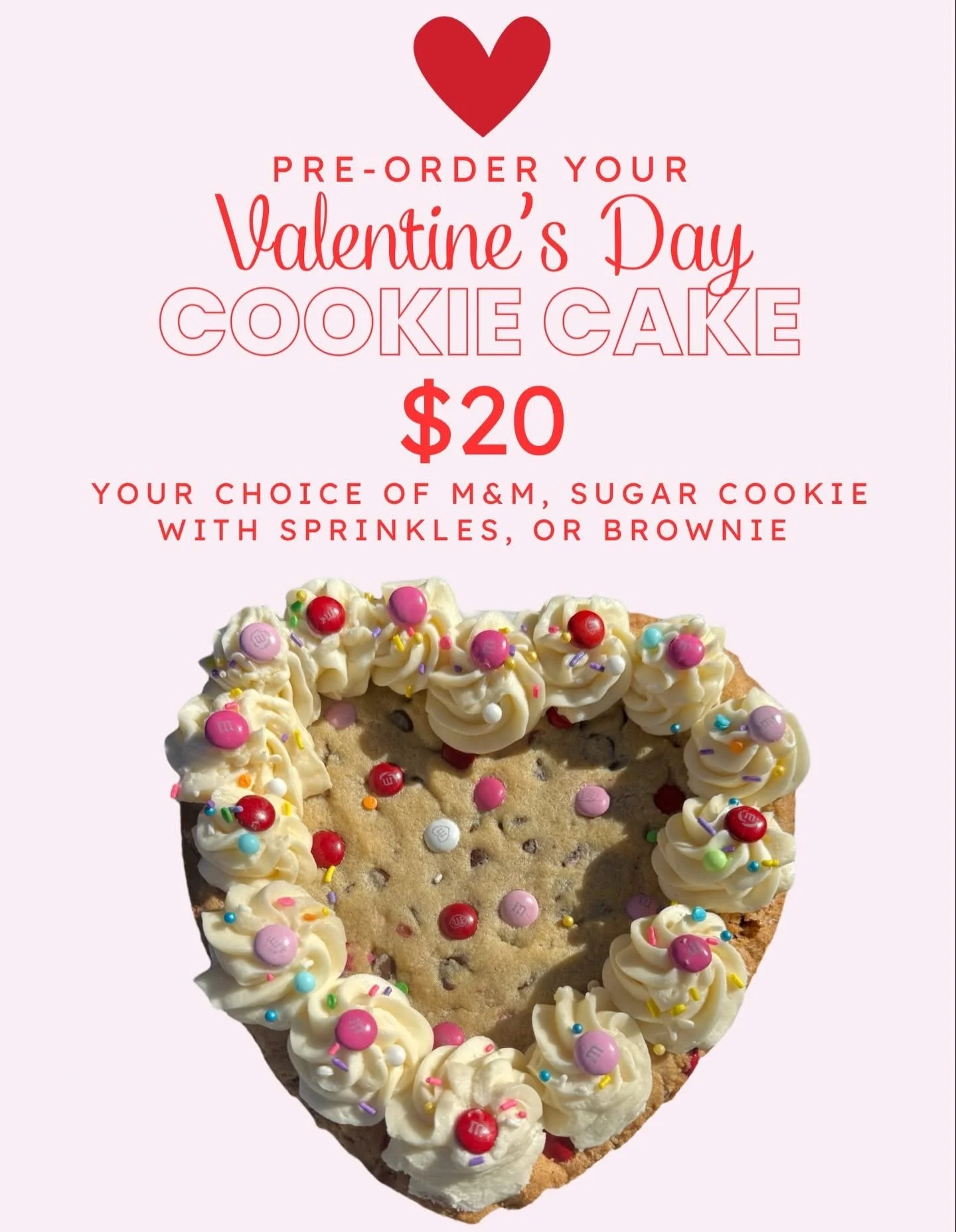 Love is in the air ❤️💕💗Share the love with a 8-inch Heart Cakes from Vampire Penguin! Perfect for Valentine&rsquo;s Day, anniversaries, or just because!

Choose your favorite flavor:
🍫 Brownie
🍪 Sugar Cookie with Sprinkles
🍬 M&amp;M

Each heart 