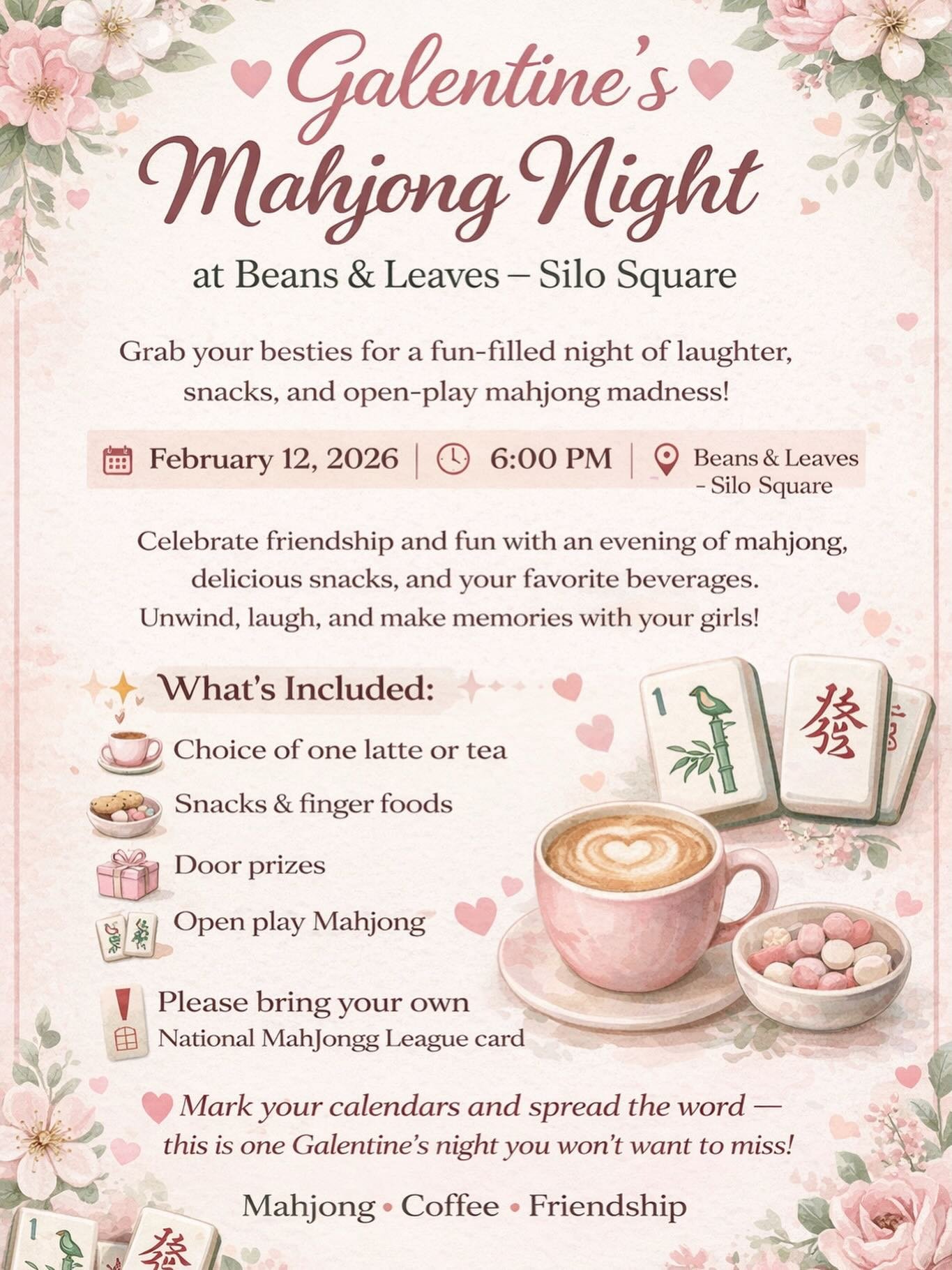 Galentine's Mahjong Night at Beans &amp; Leaves