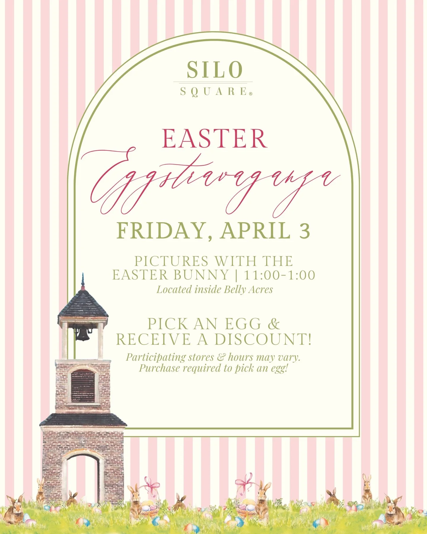 Hip hip hooray, our Easter Eggstravangza is this FRIDAY! 🐣🐰

Hop over to Belly Acres from 11:00-1:00 for pictures with the Easter Bunny! Plus, shop at participating businesses to get the chance to pick an egg with an EGGtra special promo! 

#LiveWo
