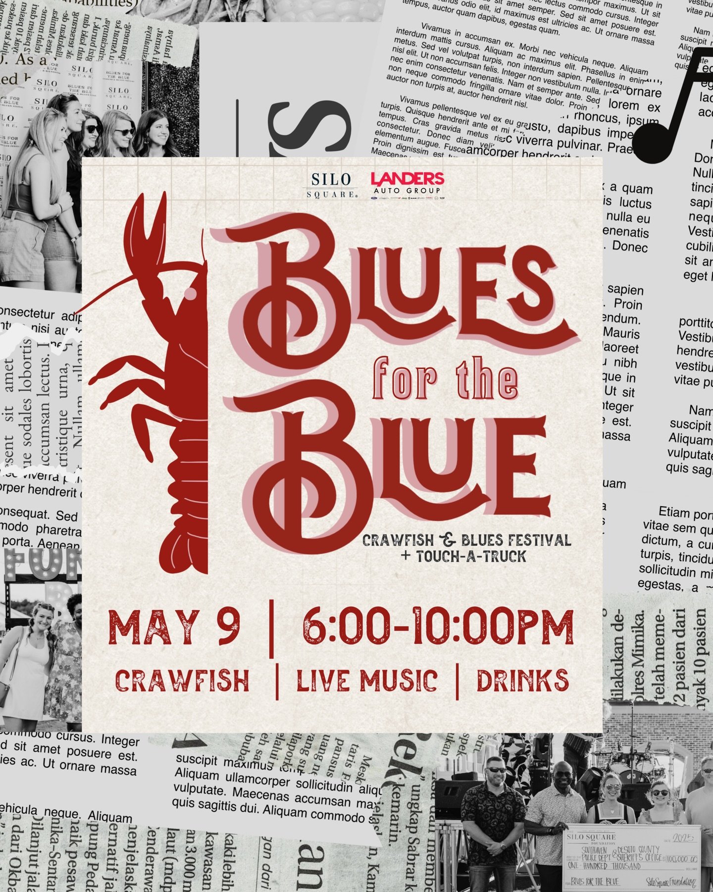 BLUES FOR THE BLUE 🦞🎶

Touch-A-Truck | 11:00am-1:00pm
Crawfish, drinks, &amp; live music featuring Jason Foree Band | 6:00-10:00pm

Join us for a night filled with all-you-can-eat crawfish, drinks, live music, and supporting the men &amp; women in 