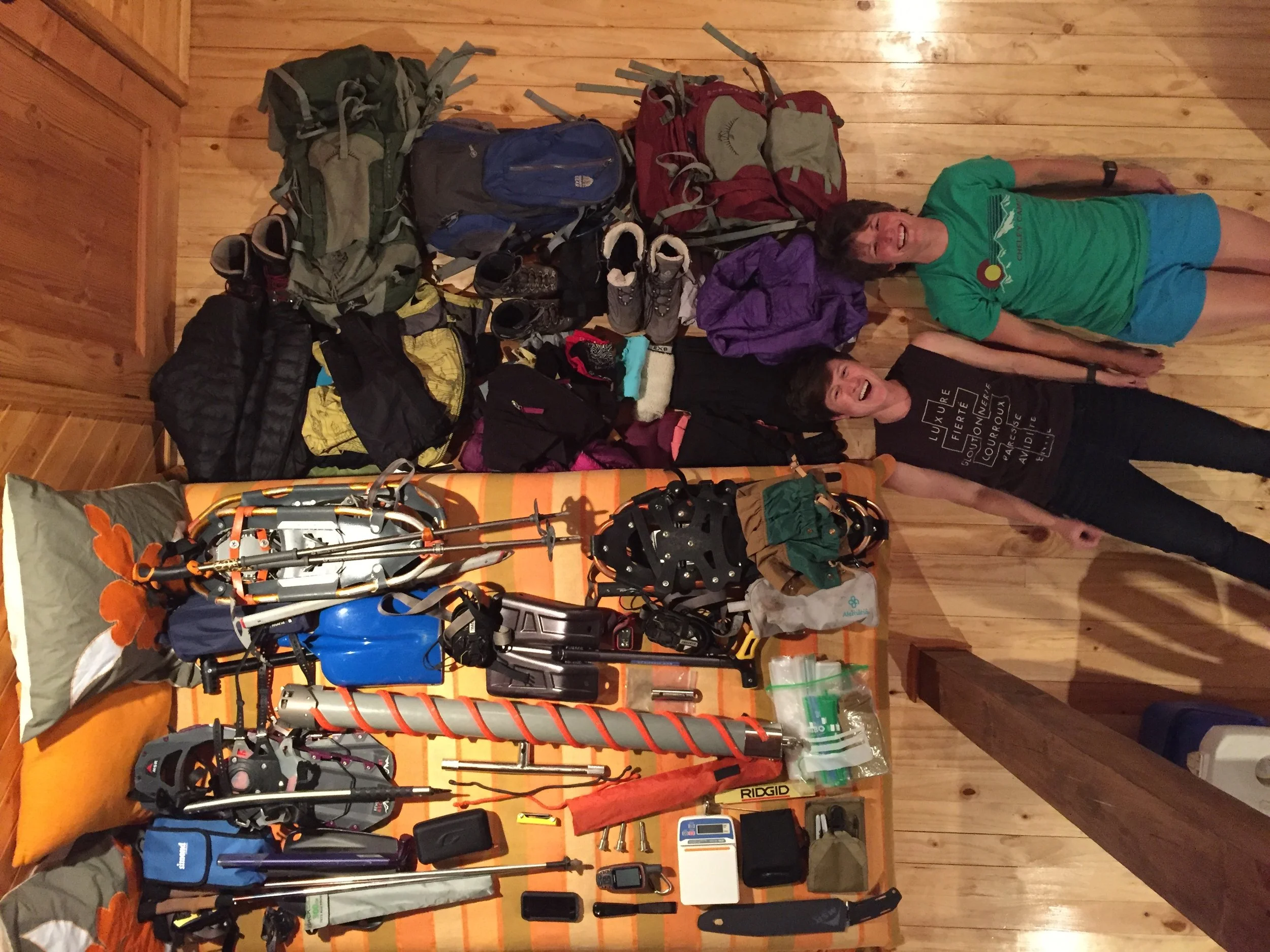 Gear prep with Katie Markovich and Lauren Foster.