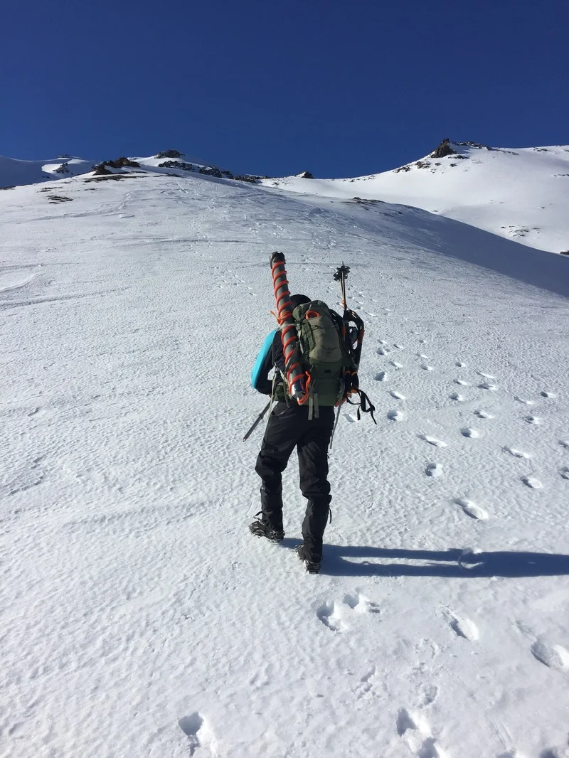 The approach to a snow sampling site.