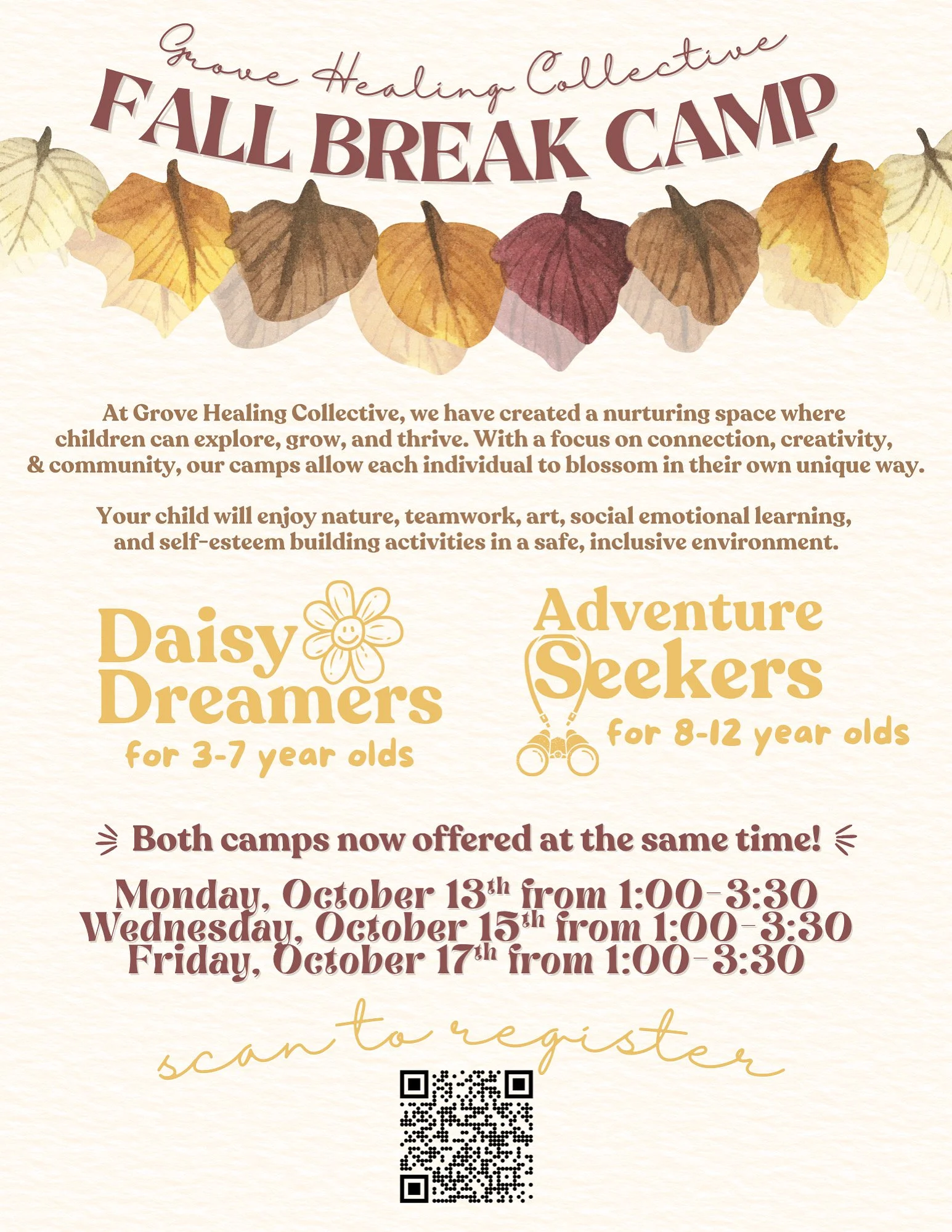 Daisy Dreamers (3-7 yo) Fall Break Camp