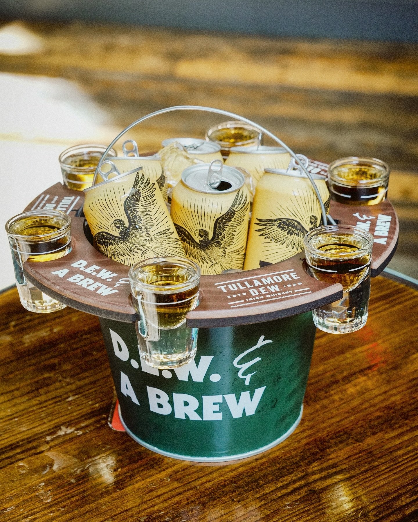 Start the week off strong! 💪🏼🥃 BUCKET UP with 6 Can Bucket Specials and add a round of 6 shots of @tullamoredewus for only $35. Go PADRES! Doors open @ 4PM.