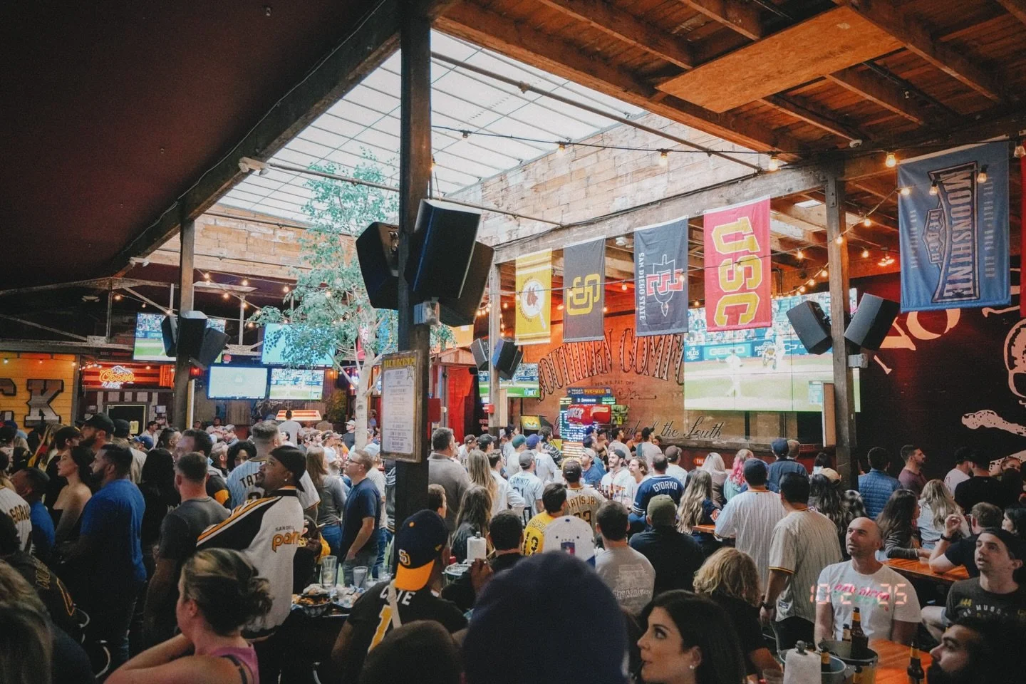 We 💛 October baseball!  Doors open early today at 2 PM! ⚾️ Come cheer for our Padres on the big screen!