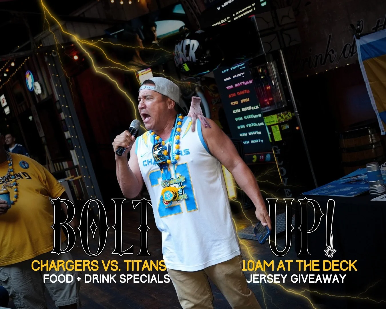 The only thing scarier than Wednesday&rsquo;s stare? The Chargers on game day. ⚡ Doors at 9:45AM! #boltup