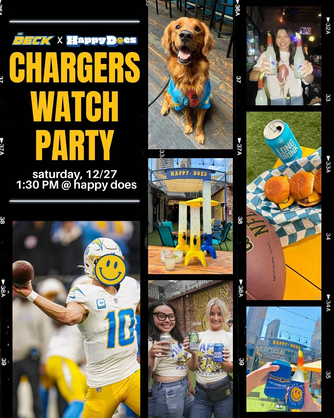 Hey Bolt Fam!⚡️ Since we&rsquo;re closed for renovations until January 15, we still wanted to make sure you&rsquo;ve got a spot to watch the game! Come hang with us for a Chargers watch party on the big screen at our sister bar Happy Does (@happydoes