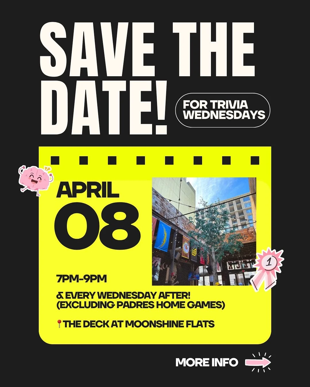SAVE THE DATE 🧠🍻Trivia Night kicks off Wednesday, 4/8 at The Deck! Bring your friends, bring your brainpower, and let us take care of the drinks!