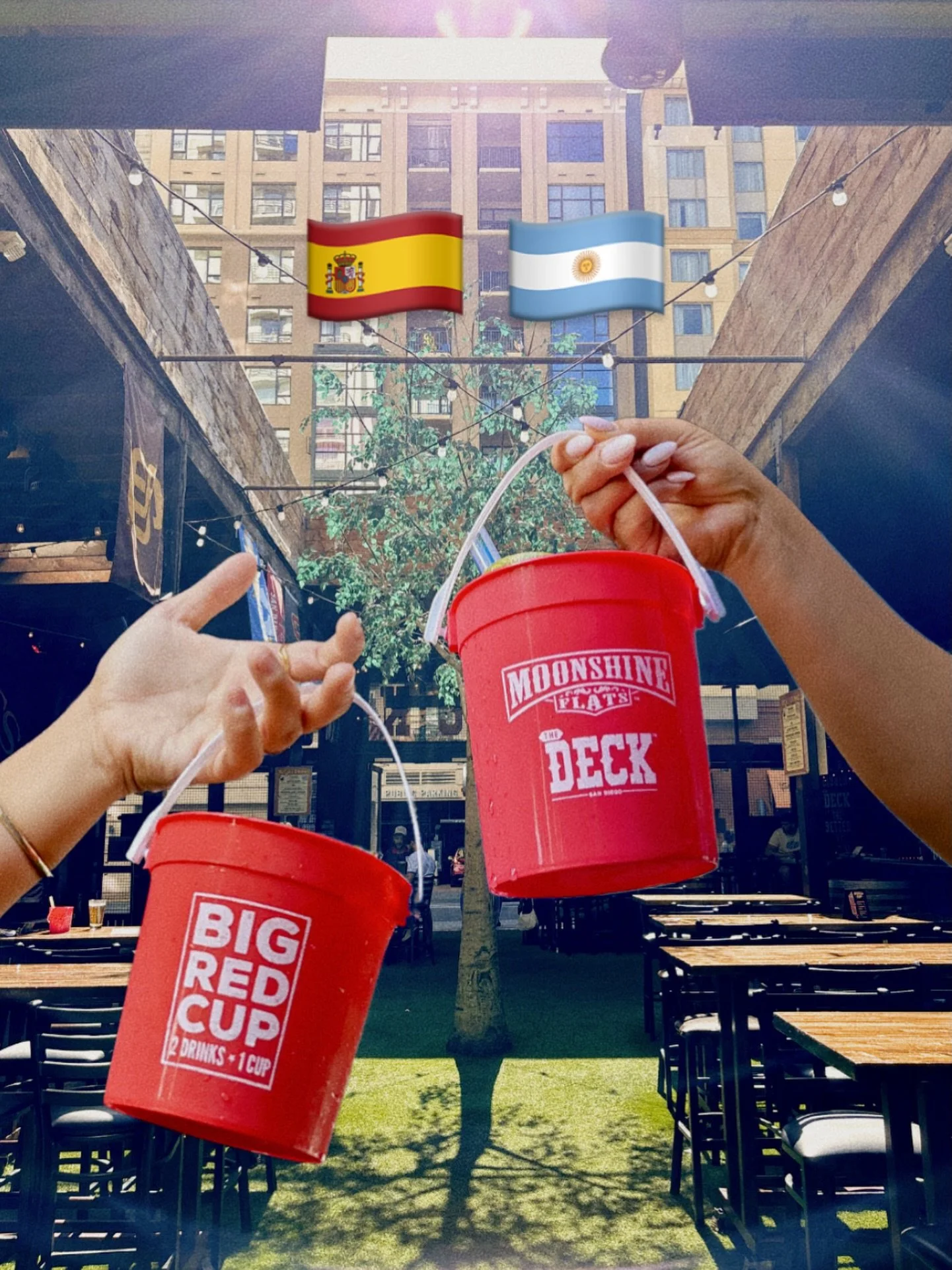 game day = day drinking! doors open at 10am for spain vs. argentina ⚽🌟