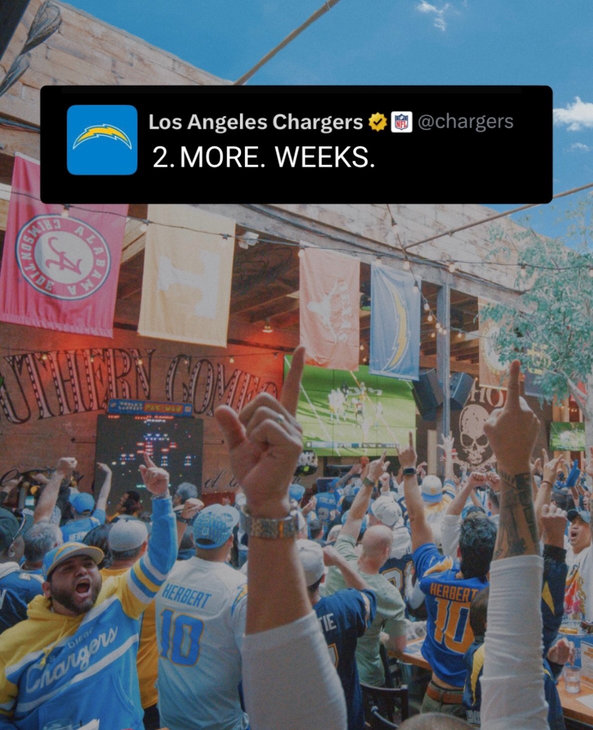 One Sunday closer to Chargers football!!!

Join us at The Deck, San Diego&rsquo;s spot to watch the Los Angeles Chargers. Open for every game with themed drinks, food specials &amp; giveaways ⚡