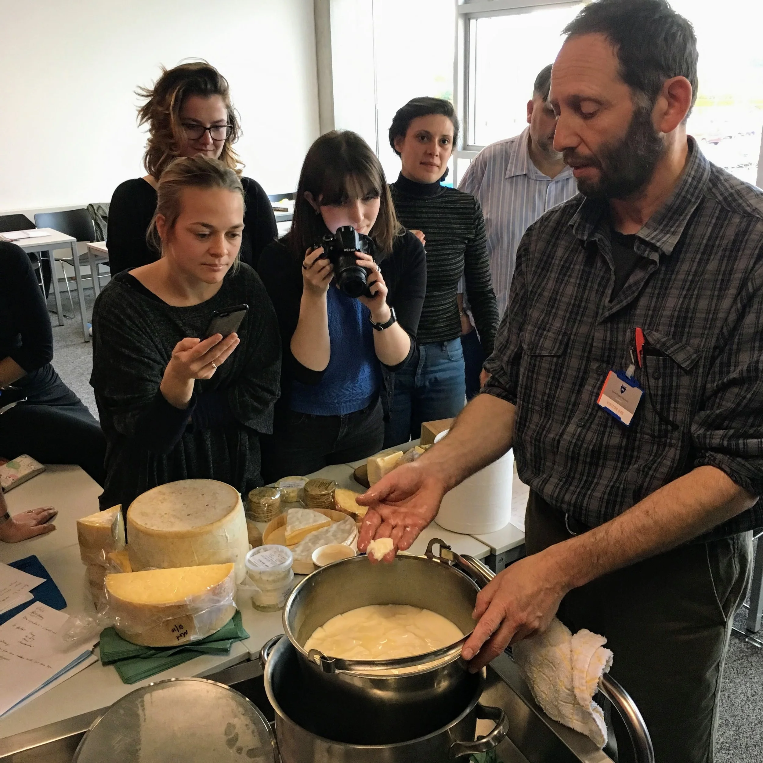 MSc Gastronomy students learning the politics &amp; pleasures of raw milk cheese making with Barry Graham of Locharthur Creamery.