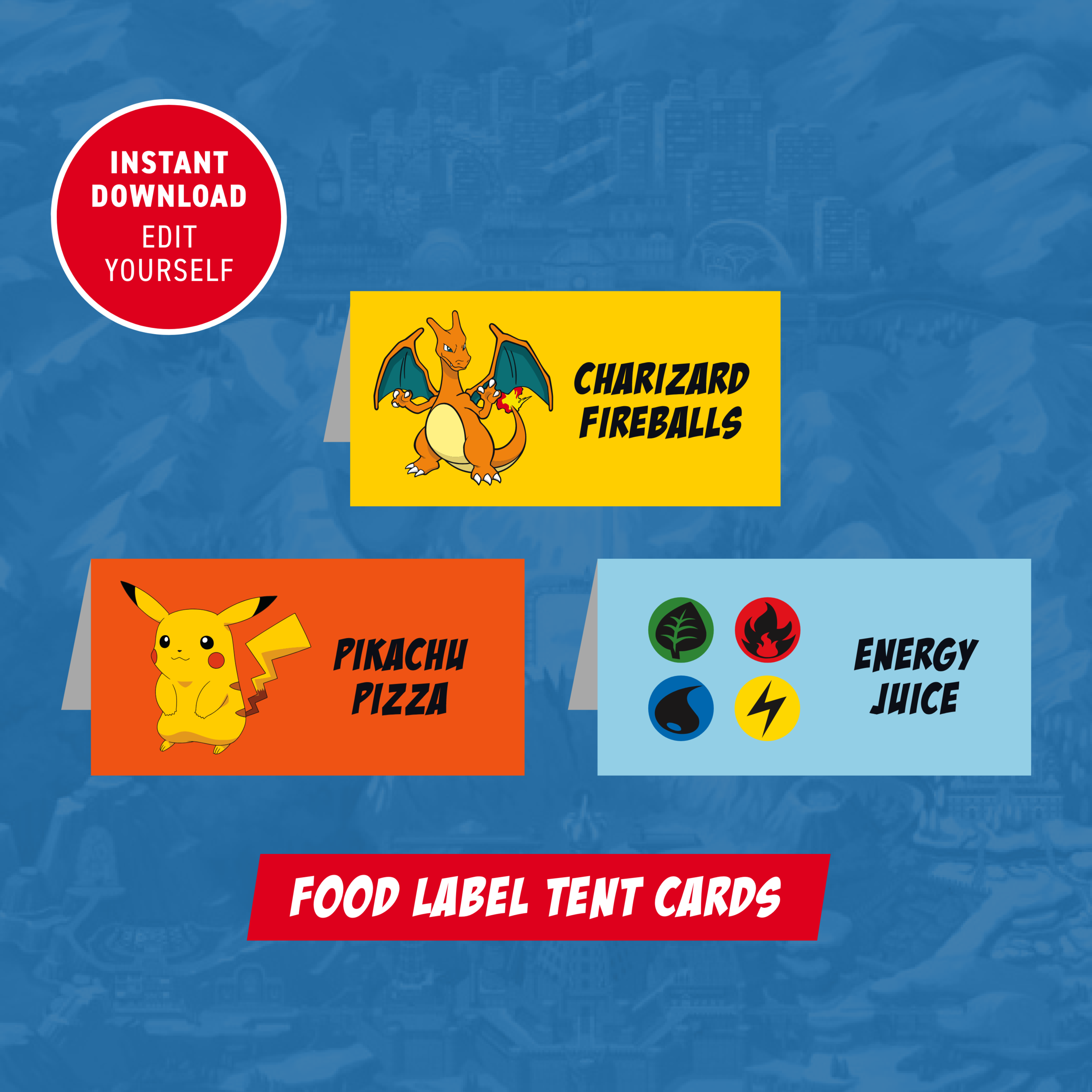 Pokemon Food Labels Digital Download Means Of Lines