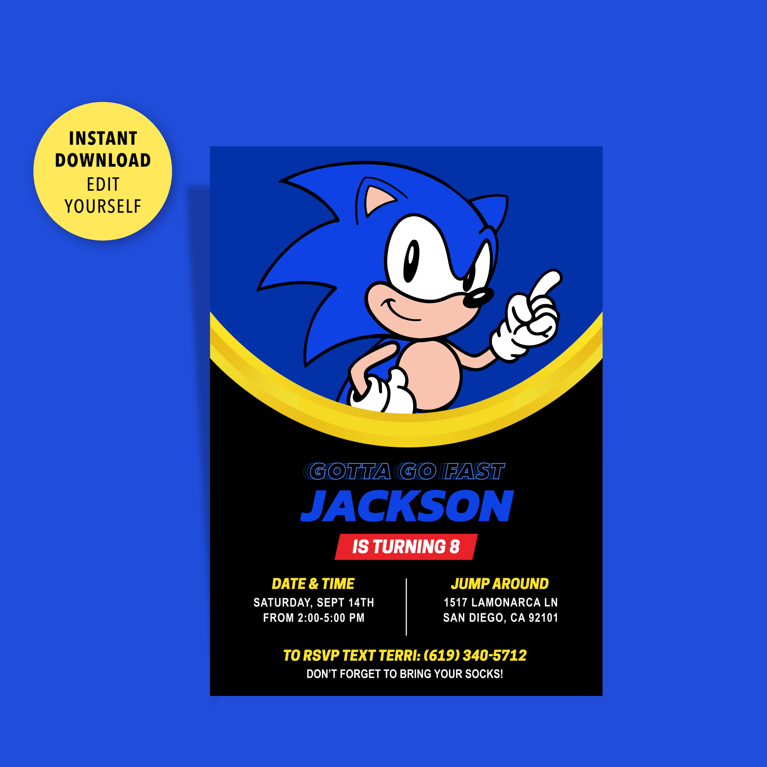 Sonic The Hedgehog Invitation - Digital Download — Means of Lines