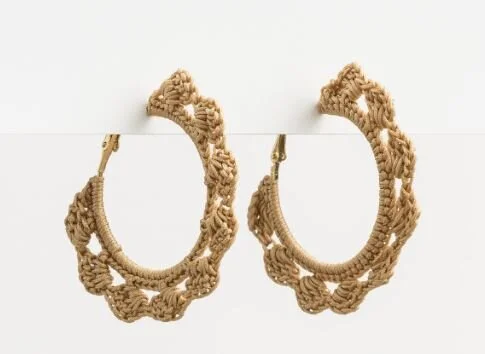 Stella and gemma- Earring Crochet Hoop Natural