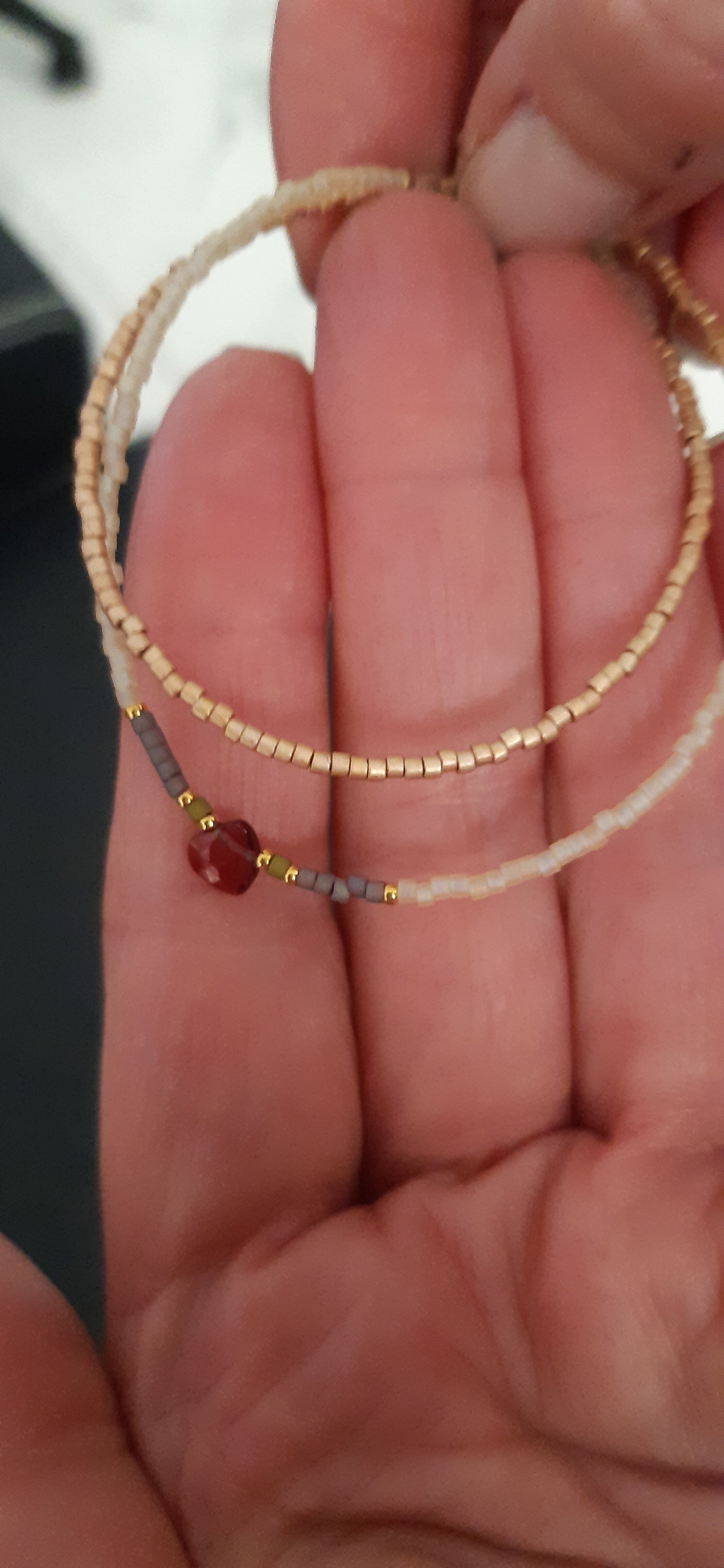 Shine Design DBL Wrap Beaded Garnet Bracelet