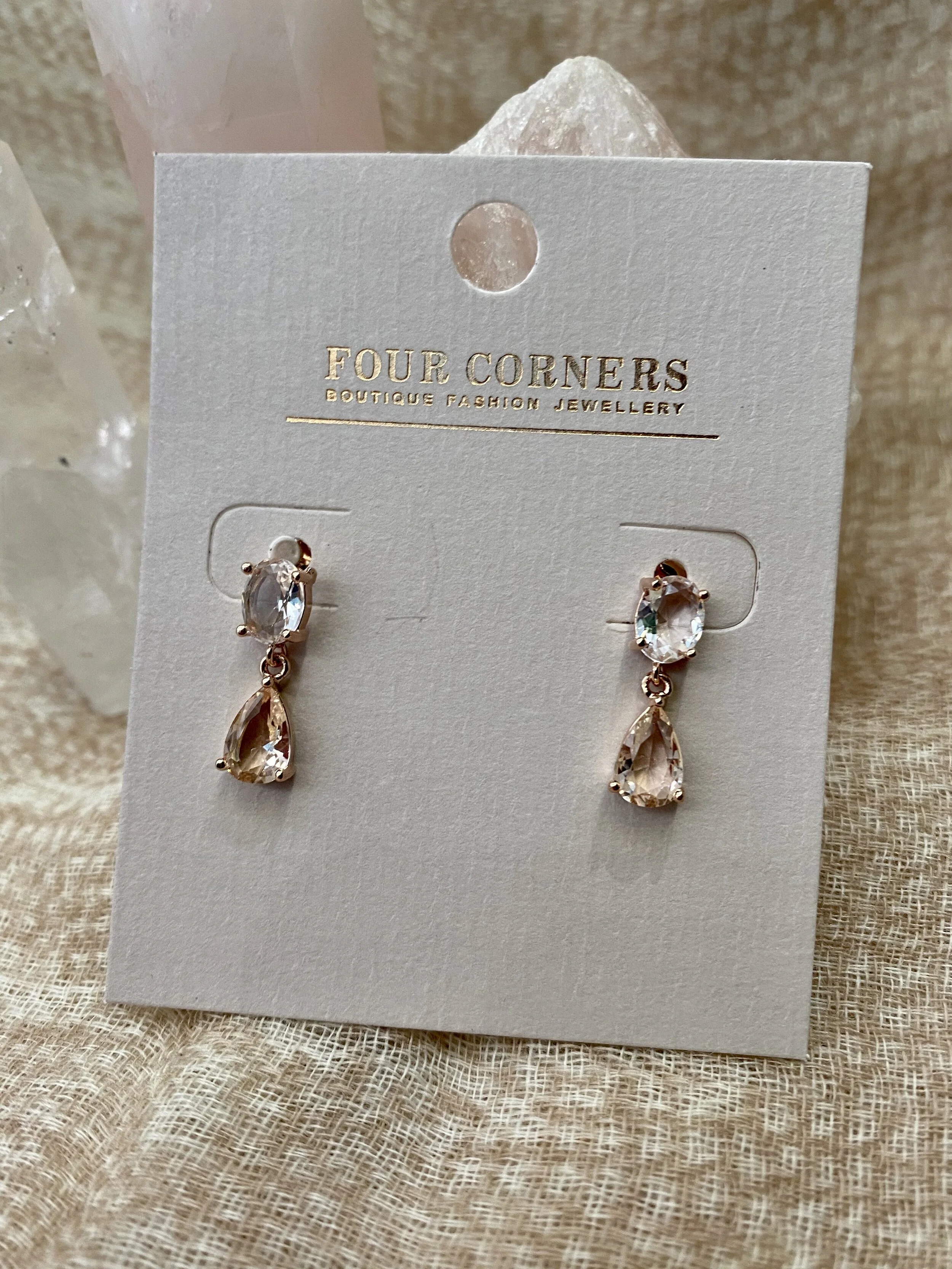 Four Corners Clear And Blush Drop Earring By Four Corners