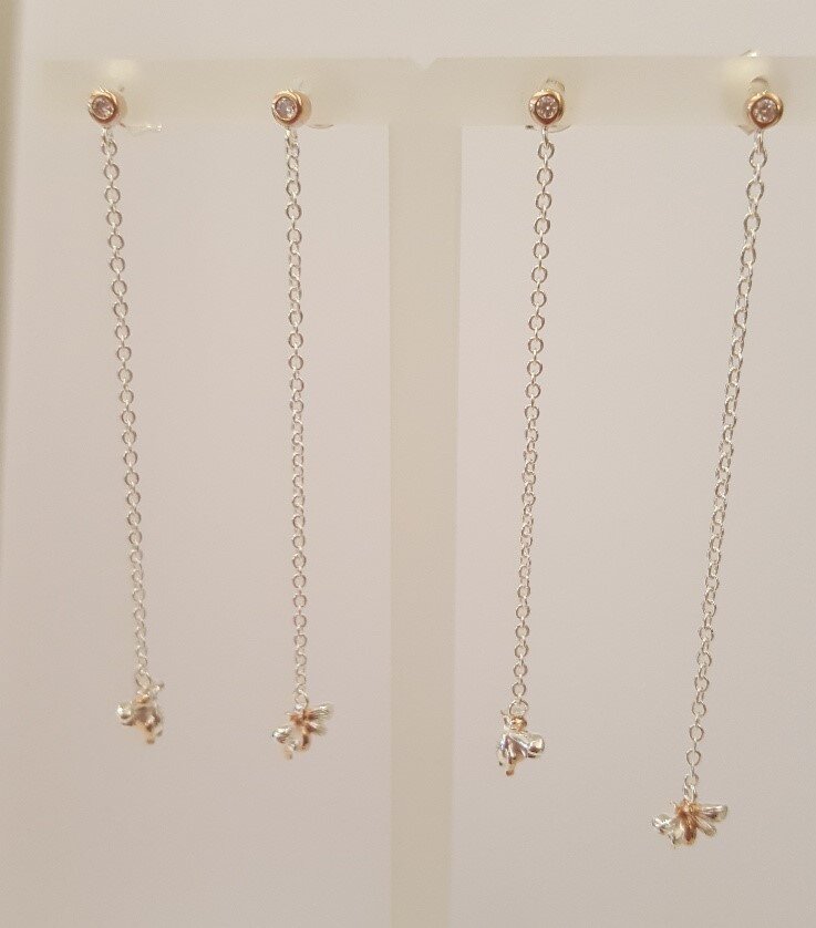 Sterling Honey Bee Earrings