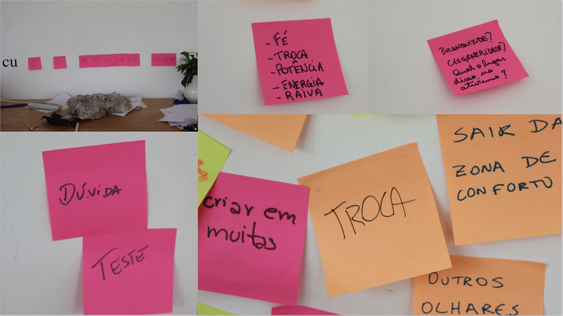 Post-its with some impressions of the collective