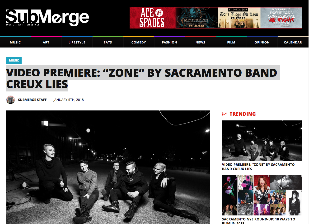 Video Premiere: “Zone” by Sacramento Band Creux Lies