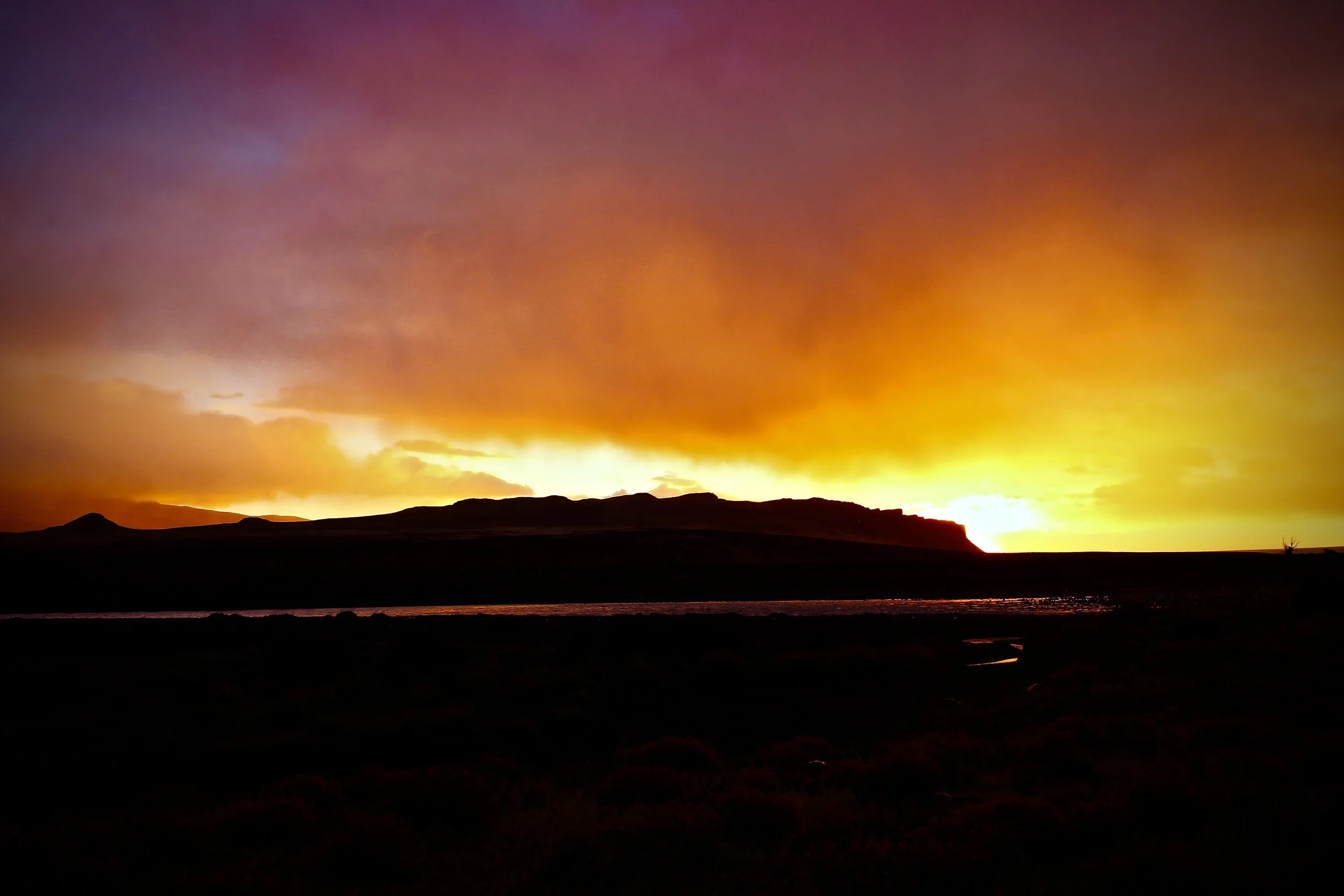 Sunrise driving to Torres del Paine