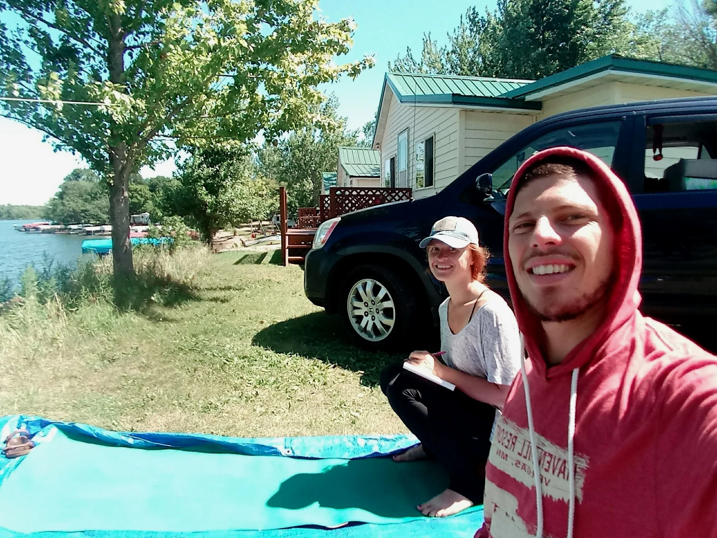 A practice-partner helps keep you accountable.. Here, my partner Felipe & I, helped each other stay accountable to our practices as we traveled in across the U.S. in our car for five months.