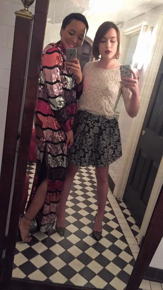 Naomi and a friend ringing in New Year's Eve in 2015