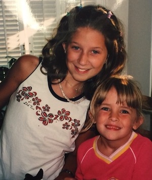 Adolescent Casey (complete with butterfly clips and puka shells).