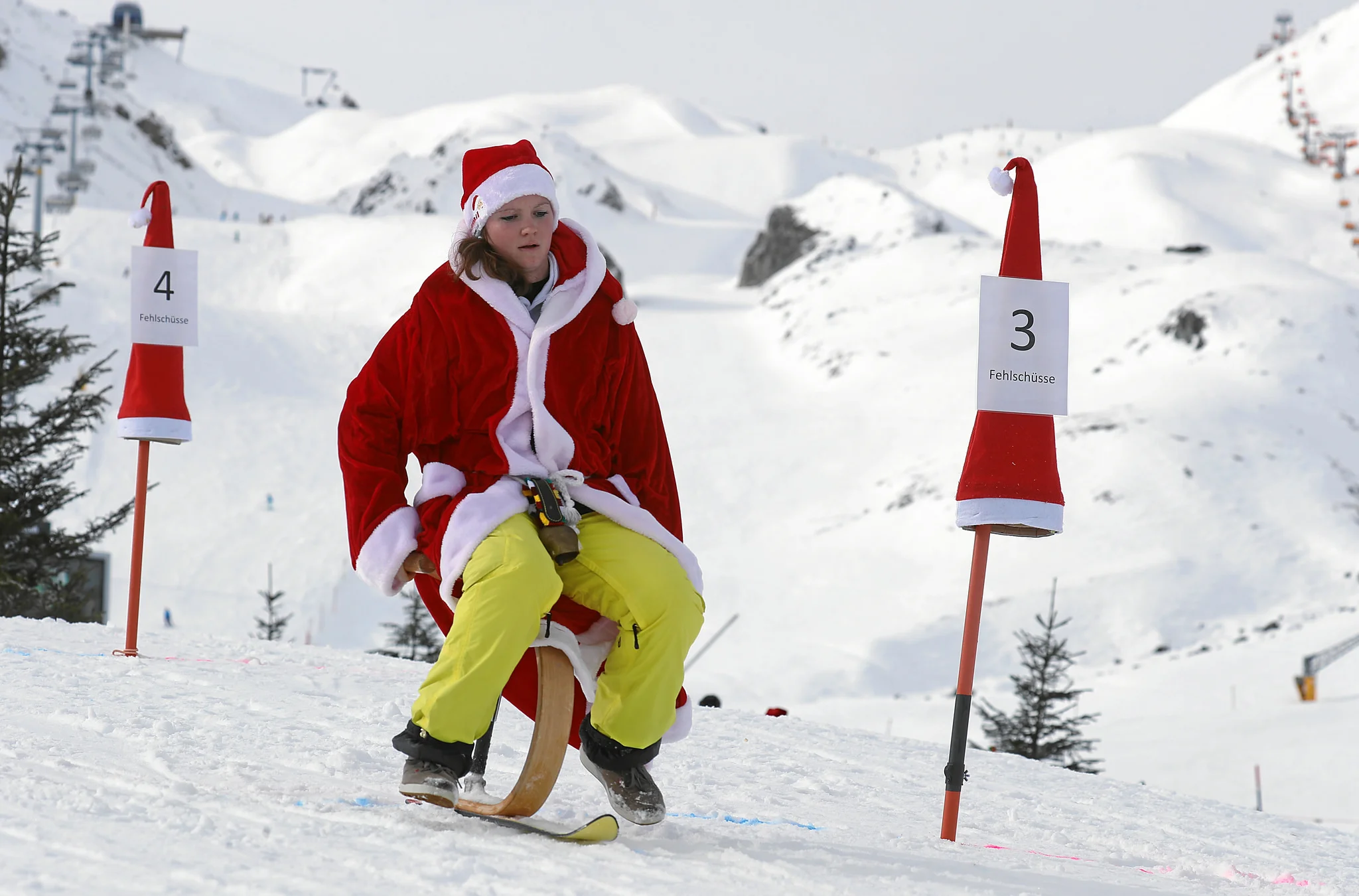 This stool-on-a-ski thing is an event. Photo courtesy of Engadin Samnaun Val Mustair