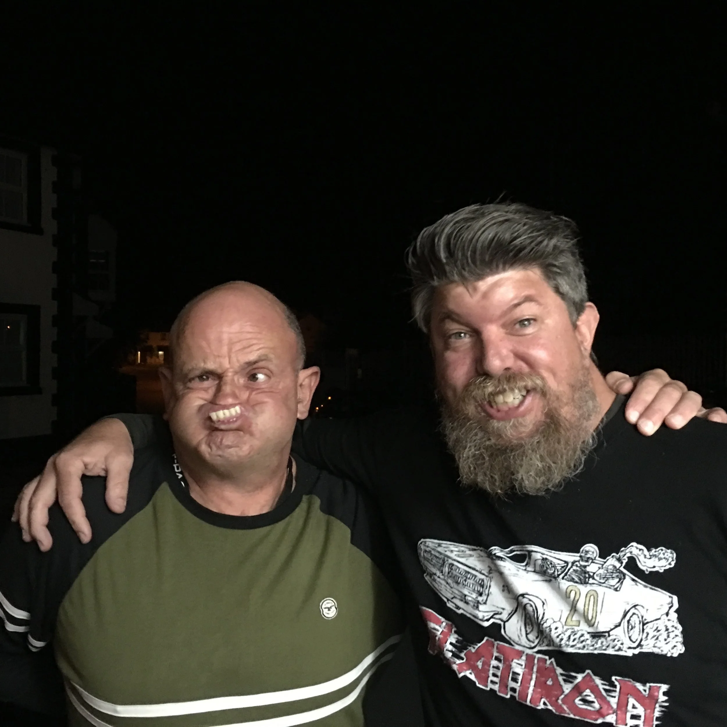 World Gurning Champion Adrian Zivelonghi and our own Ted Ladue pulling a face.