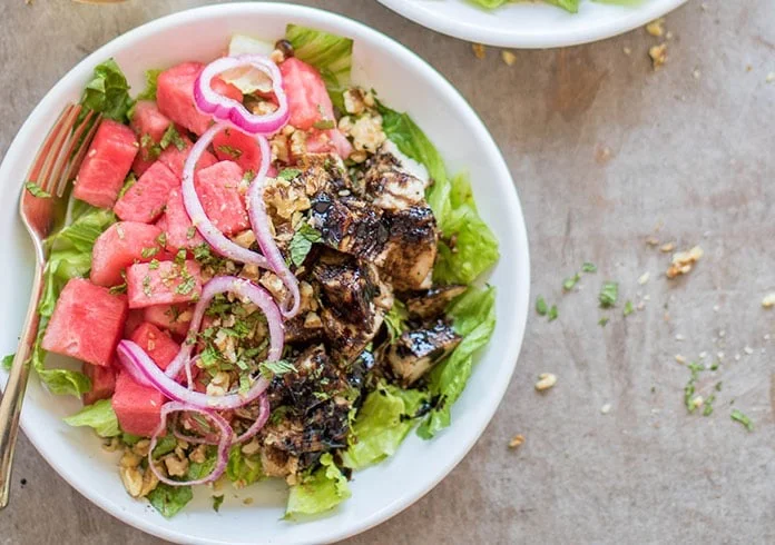 WATERMELON BALSAMIC CHICKEN SALAD 