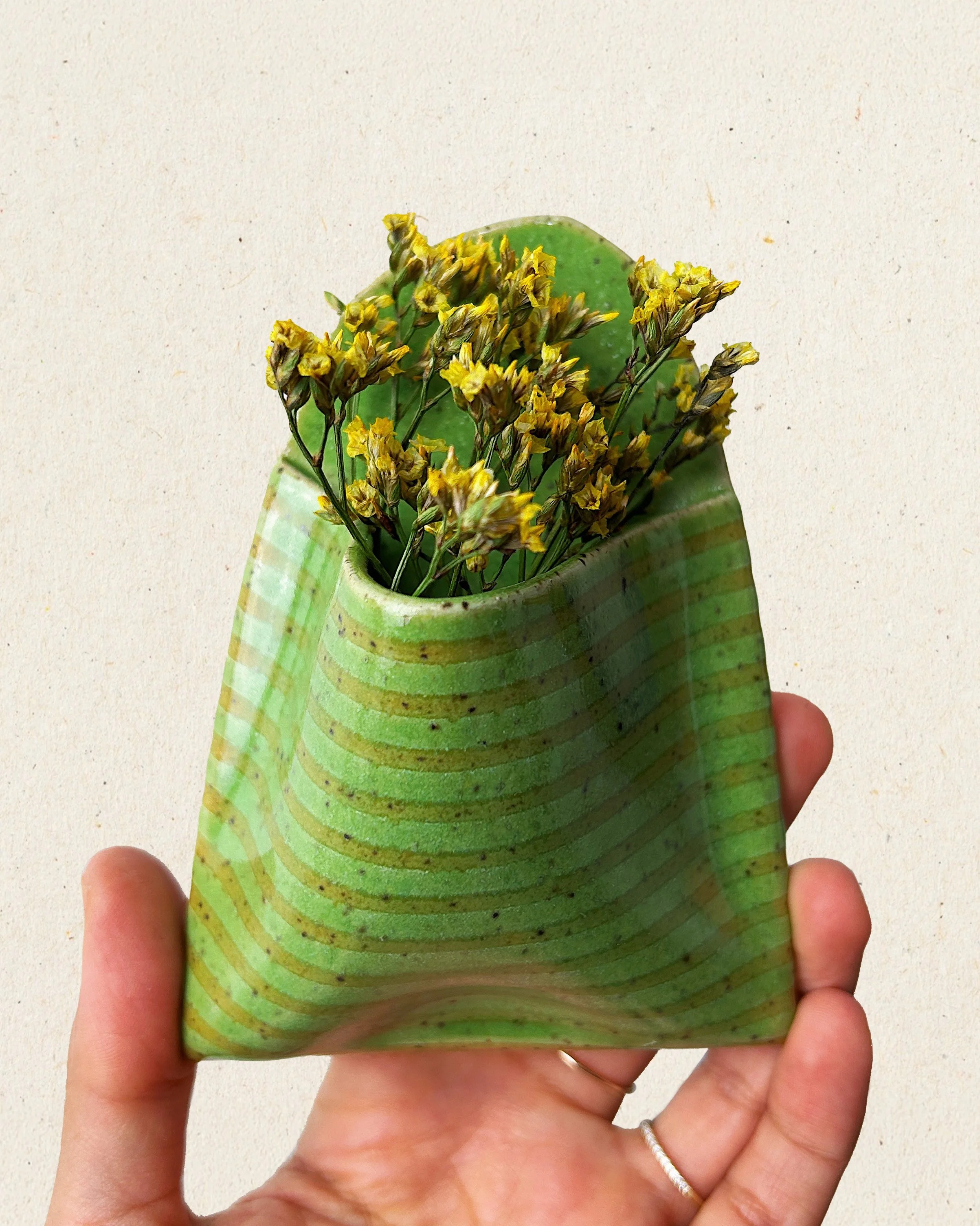 Shino + Spring Green — 5" (St. Paddy's Pudding) Sold