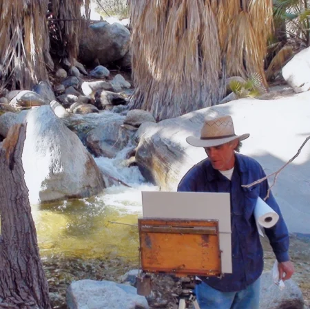 Terry Masters painting in Andreas Canyon. Photo by Andrew Gillespie.